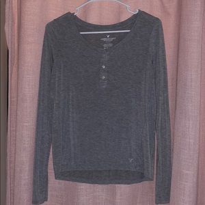 Grey Long Sleeve Henley Shirt